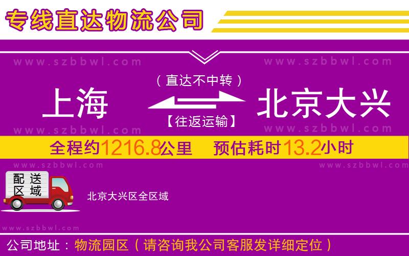 上海到北京大興區(qū)物流公司