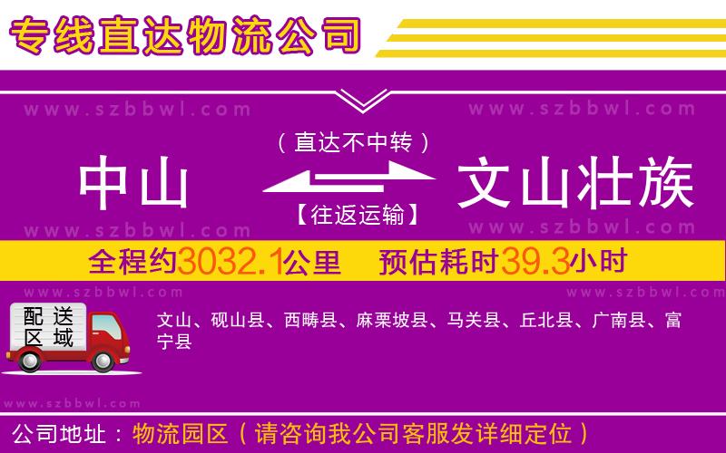 中山到文山壯族苗族自治州物流公司