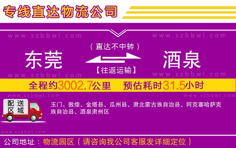 東莞到酒泉物流專線