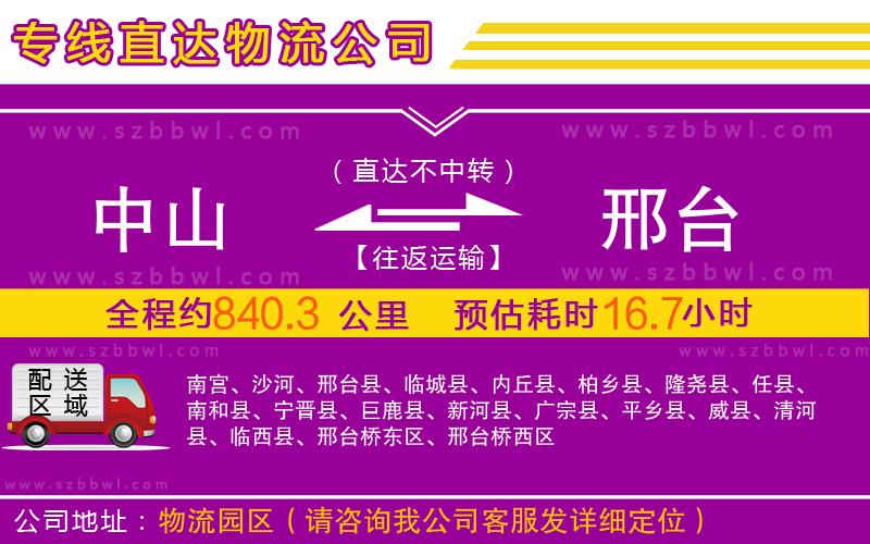 中山到邢臺物流專線