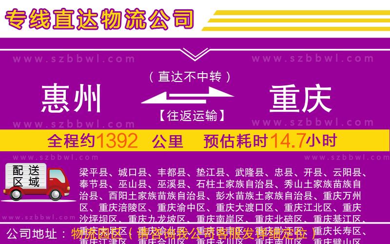 惠州到重慶物流專線