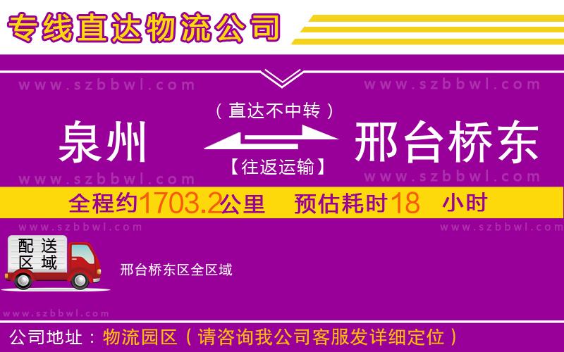 泉州到邢臺橋東區(qū)物流專線