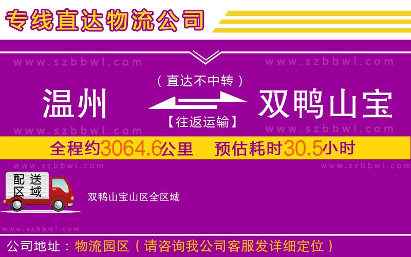 溫州到雙鴨山寶山區(qū)物流專線