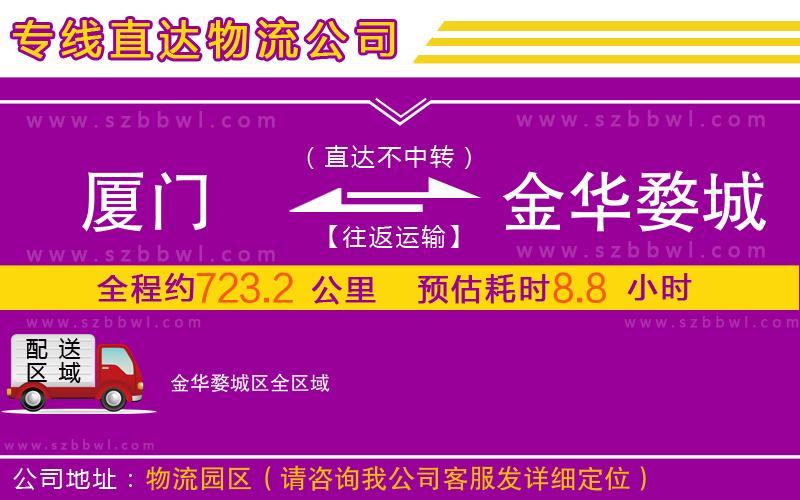 廈門到金華婺城區(qū)物流公司