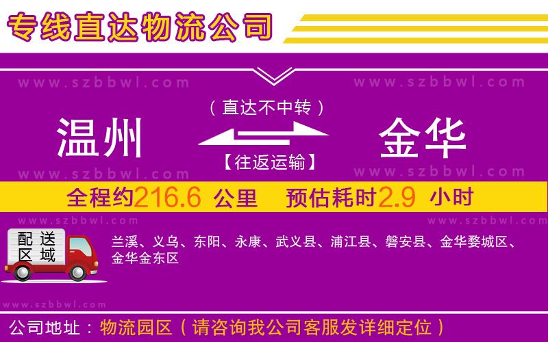 溫州到金華物流公司