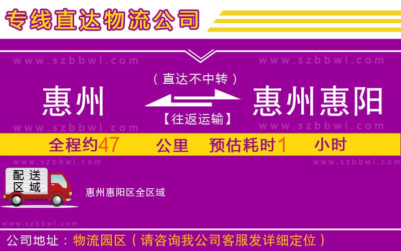 惠州到惠州惠陽區(qū)物流專線
