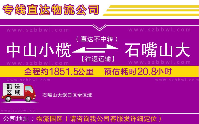 中山小欖到石嘴山大武口區(qū)物流專線