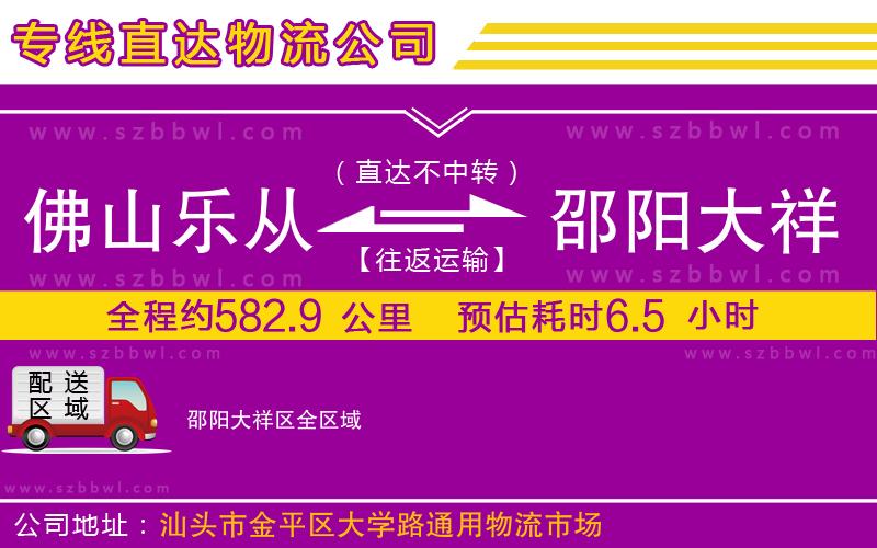 佛山樂從鎮(zhèn)到邵陽大祥區(qū)物流專線