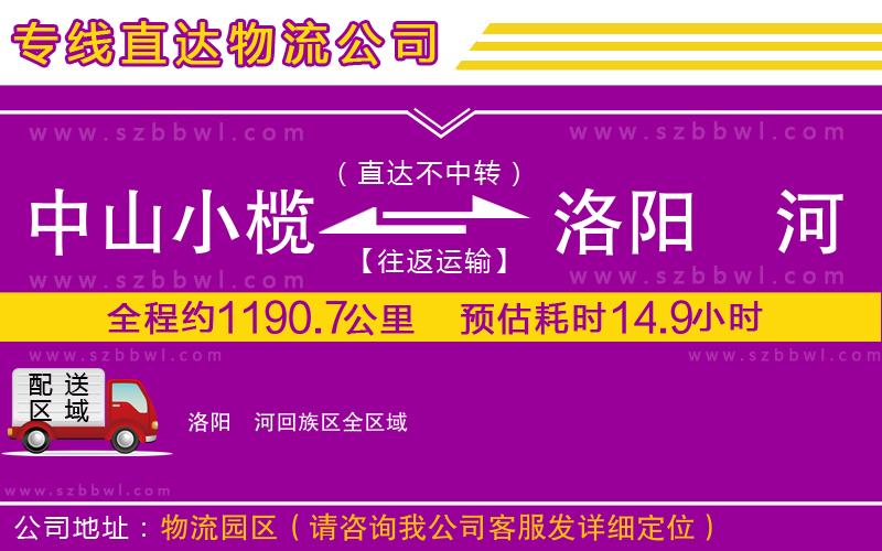 中山小欖到洛陽瀍河回族區(qū)物流專線