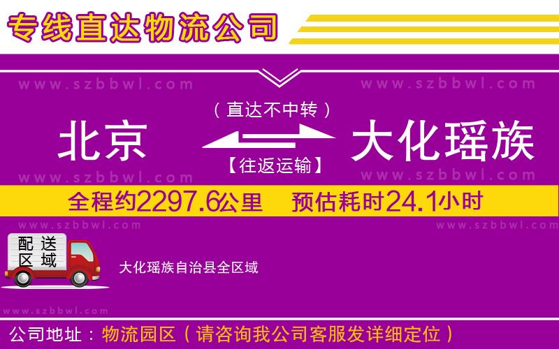 北京到大化瑤族自治縣物流專線