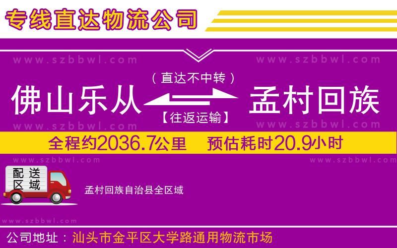 佛山樂從鎮(zhèn)到孟村回族自治縣物流專線