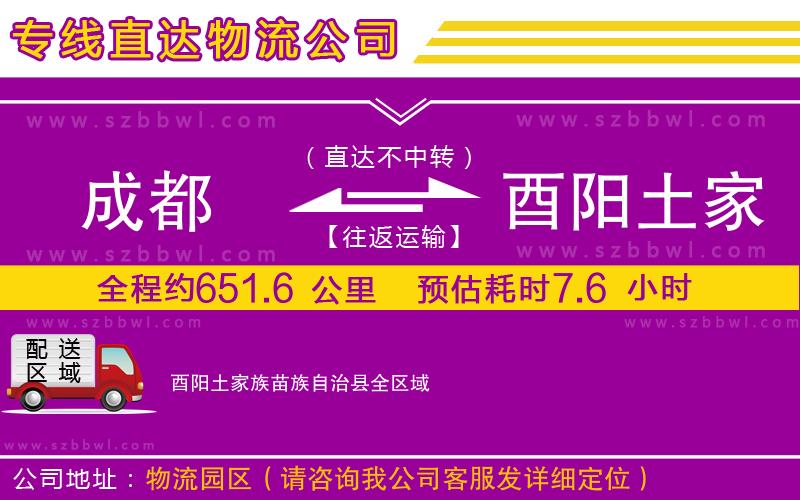 成都到酉陽土家族苗族自治縣物流專線