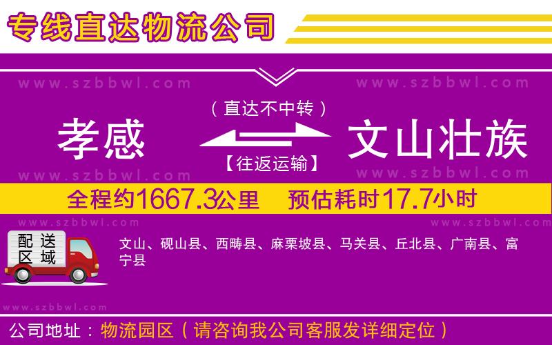 孝感到文山壯族苗族自治州物流專線