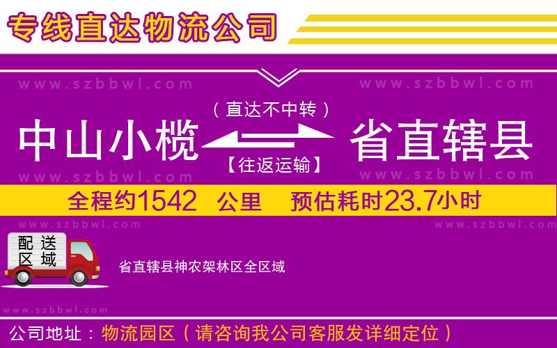 中山小欖到省直轄縣神農(nóng)架林區(qū)物流專(zhuān)線(xiàn)