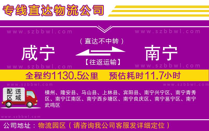 咸寧到南寧物流專線