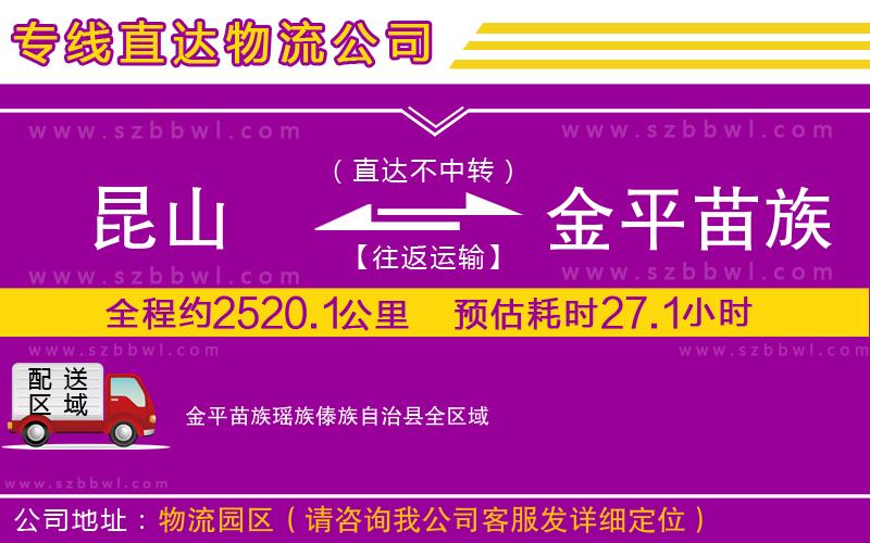 昆山到金平苗族瑤族傣族自治縣貨運專線