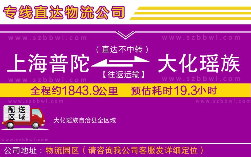 上海普陀區(qū)到大化瑤族自治縣物流專線