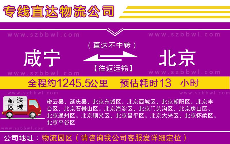 咸寧到北京物流專線