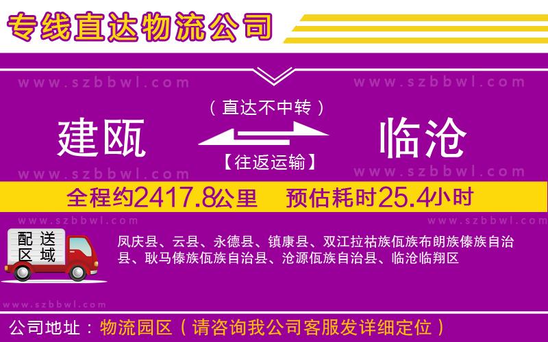 建甌到臨滄物流公司