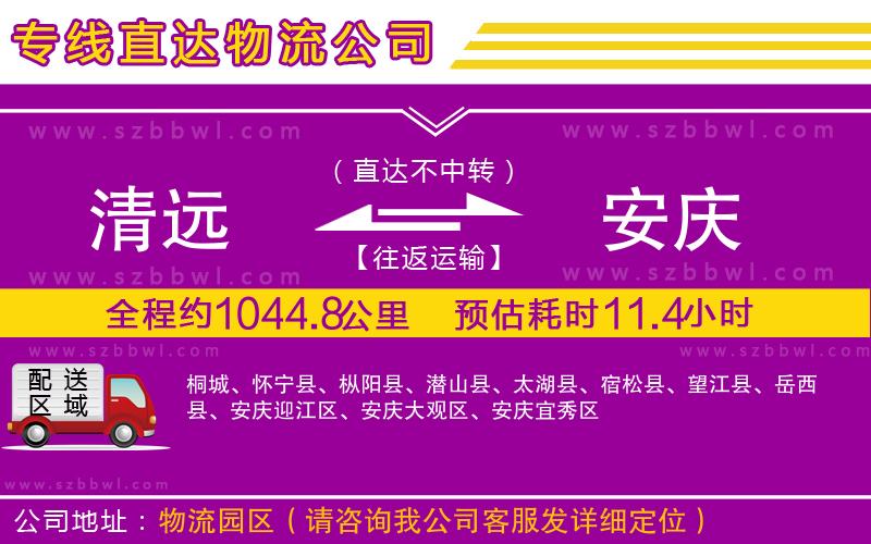 清遠到安慶物流公司