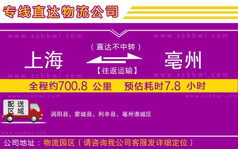 上海到亳州貨運專線