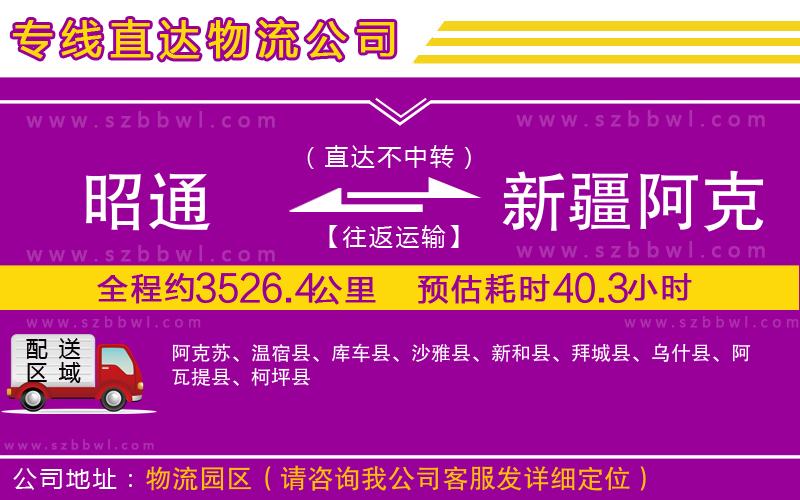 昭通到新疆阿克蘇地區(qū)物流公司