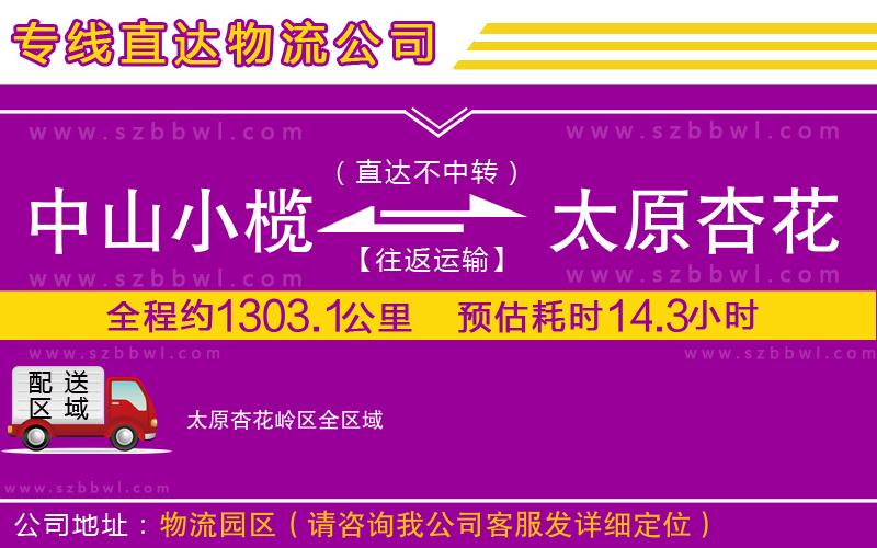 中山小欖到太原杏花嶺區(qū)物流專線