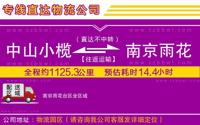 中山小欖到南京雨花臺區(qū)物流專線