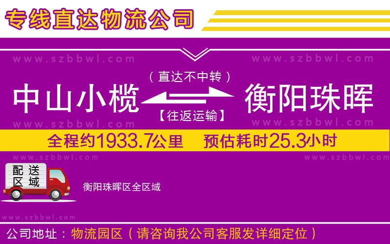 中山小欖到衡陽珠暉區(qū)物流專線